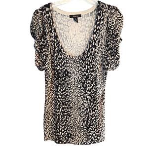 Style Co. Women's Shirt XL Extra Large Black Print Top Blouse Misses 16